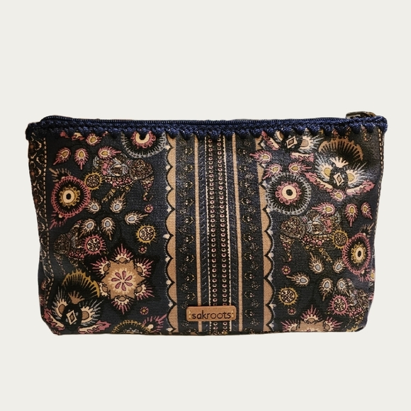 Sakroots Black and Pink Cosmetic Bag with Floral Design, Pristine - Picture 3 of 12